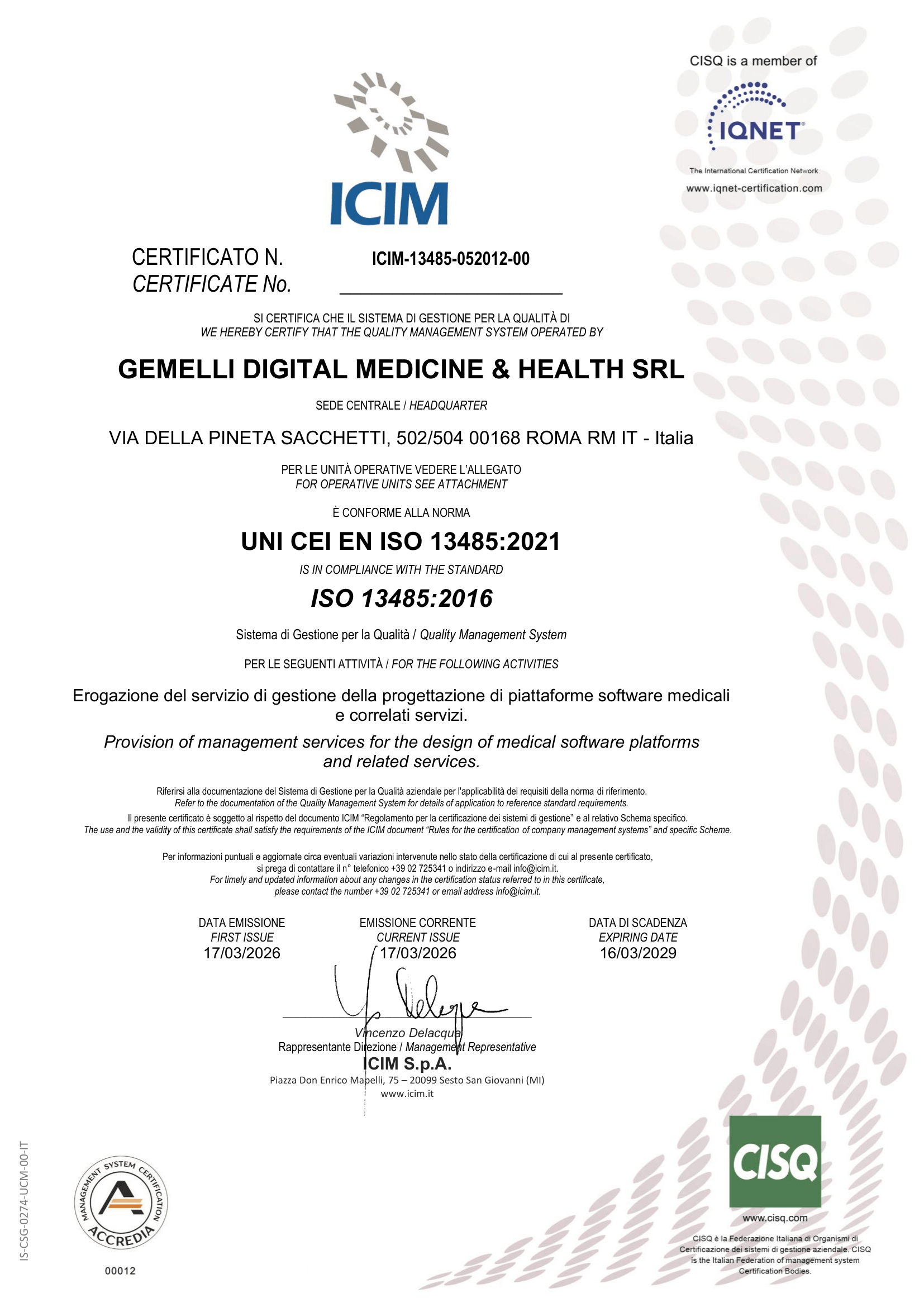Certification ISO 13485:2021