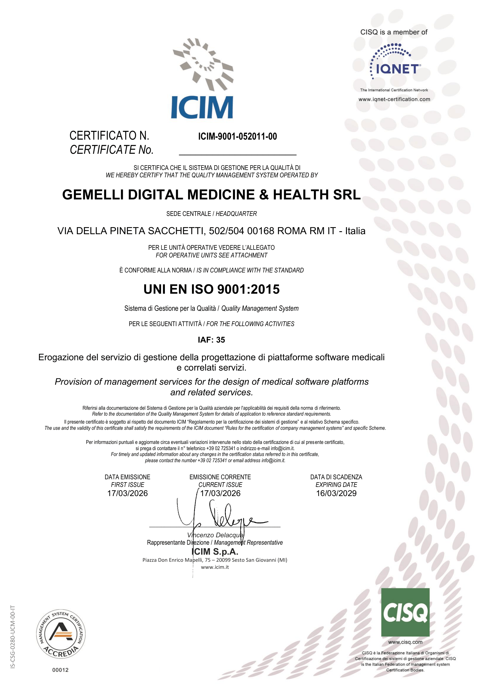 Certification ISO 9001:2015